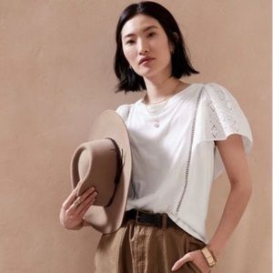 Banana Republic Knit Eyelet Top White